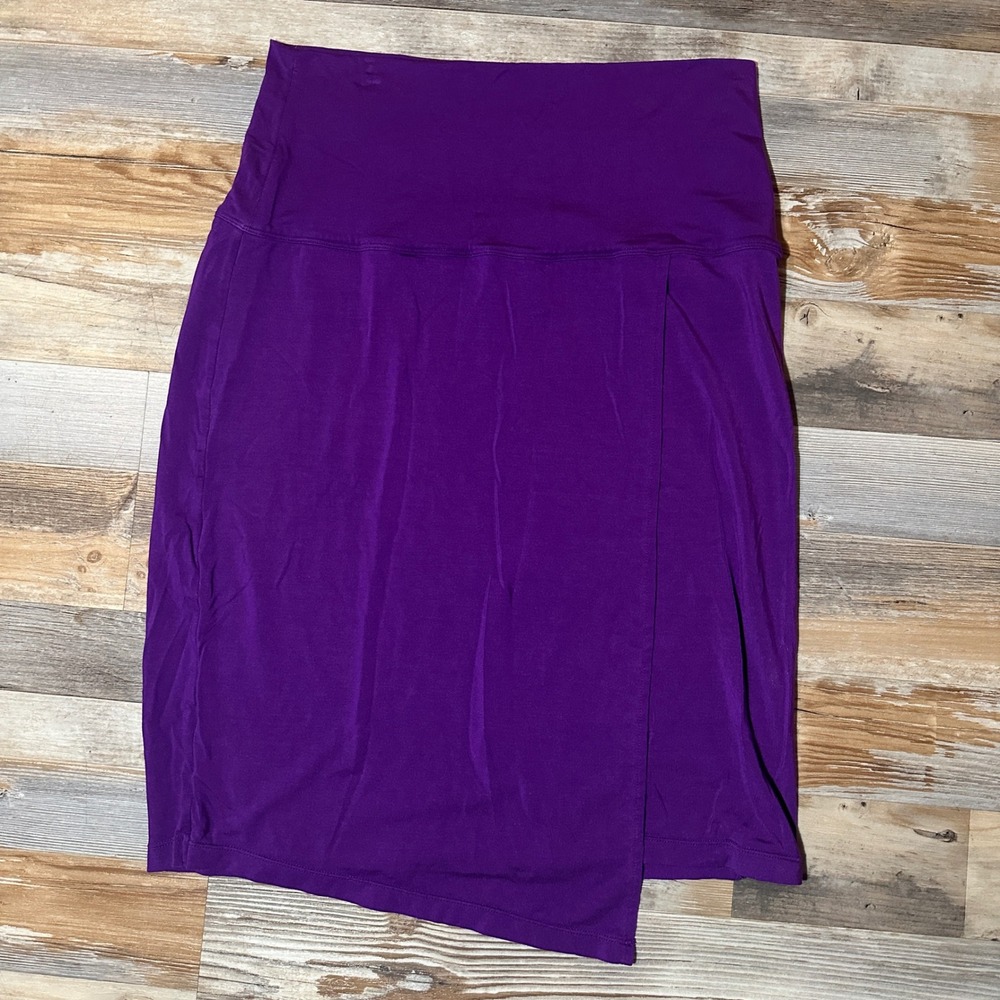 Athleta Purple Tencel Lyocell Wrap Skirt Size Medium Asymmetrical Hem Stretch